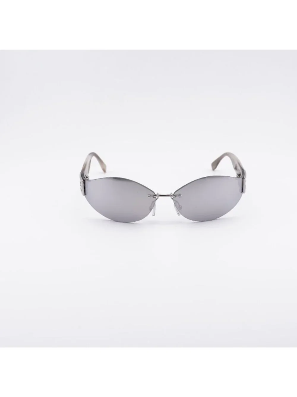Fendi FE40159U 16C Sunglasses Silver Rimless Geometric Frame, Mirror Lenses